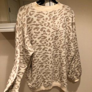 White Leopard Print Sweater